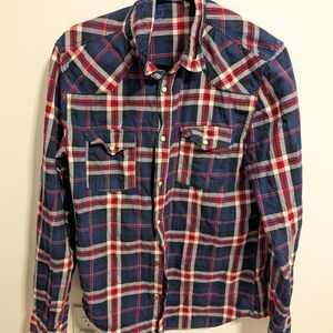 HM Men's Blue and Red Plaid Shirt